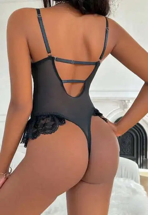 Purple Exotic Apparel Lace Sexy Lingerie Women Hollow Jumpsuits Splice Bodysuit Adult Shaper Onesie Couple Sex Game Clothes DO8S