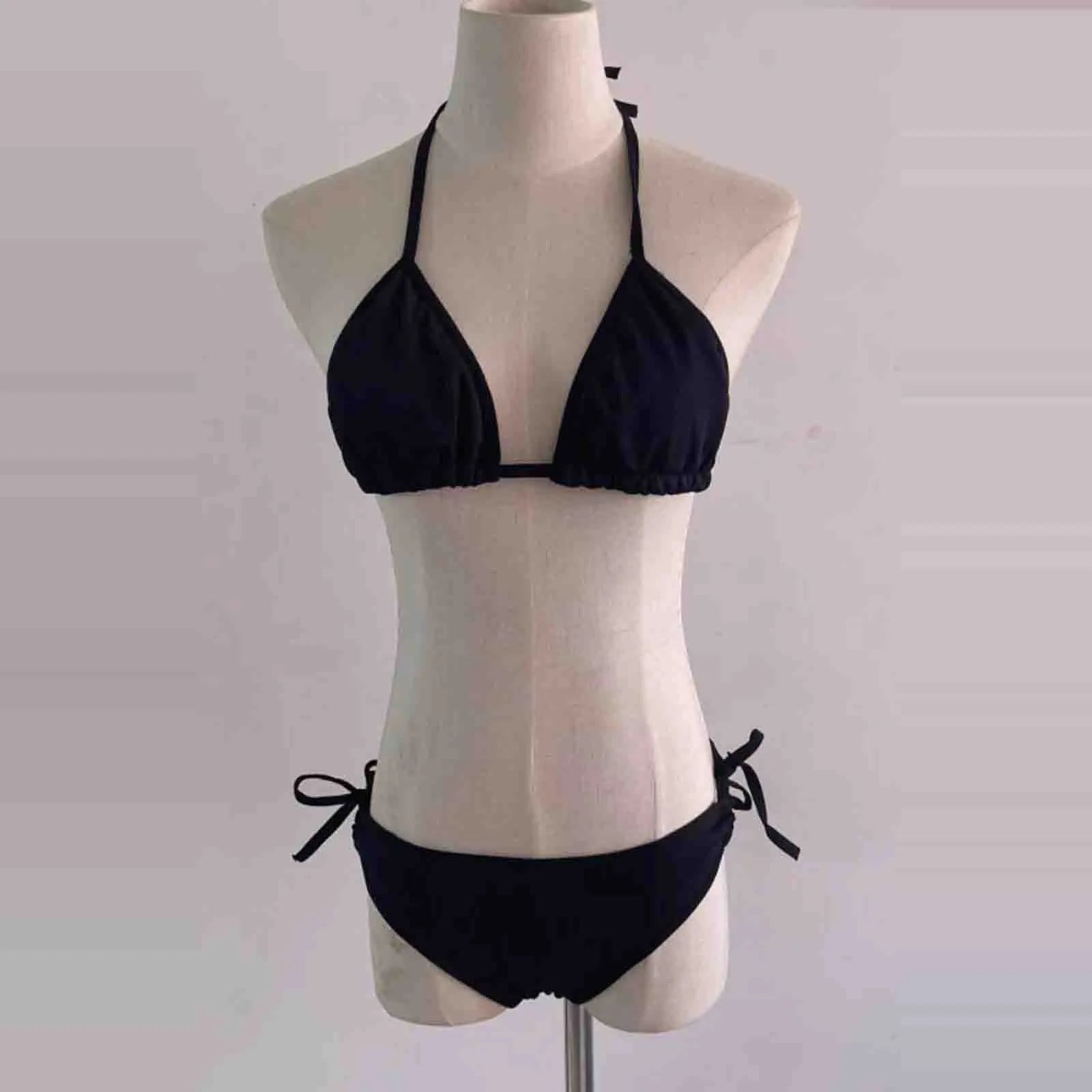 Women'S Seductive Lingerie Two-Piece Set Women'S Fashion Sexy Split Bikini Lace-Up Erotic Lingerie (no padding) swimsuit