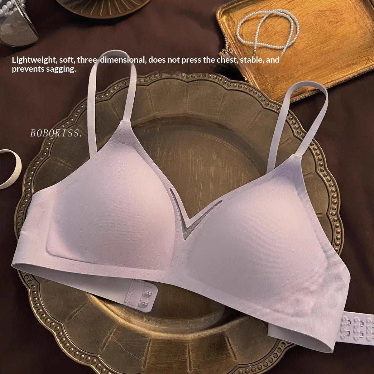 Women Wireless Bra Lightweight Seamless Push-Up Anti-Sagging Adjustable Thin Straps Black&White Soft Comfort Daily Wear Lingerie