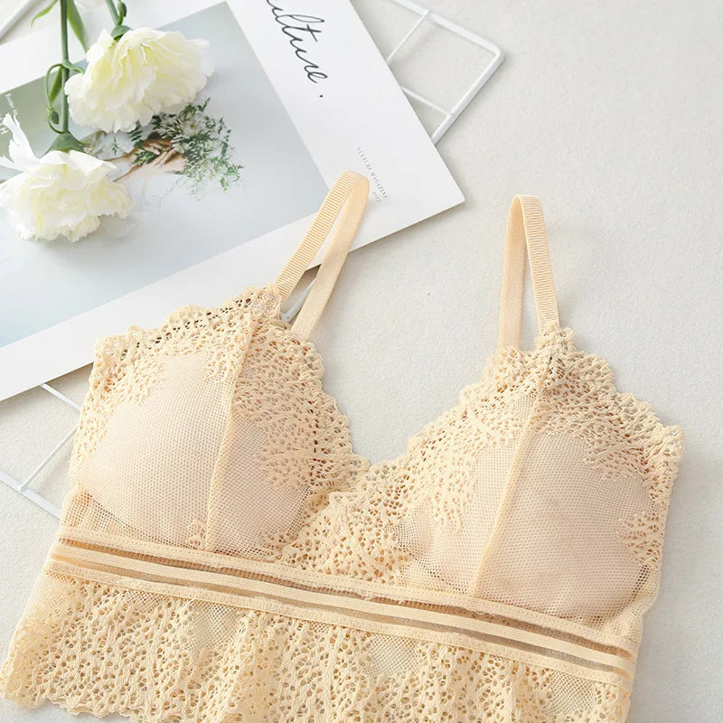 Tube Top Bras Lace Bralette Women Crop Tops Sexy Lingerie V Neck Seamless Underwear Cropped Bra Female Tank Crop Top