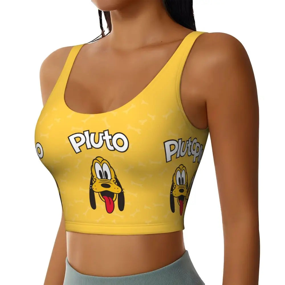 Custom Pluto Anime Manga High Impact Sports Bras for Women Classic Seamless Workout Yoga Crop Tank Tops