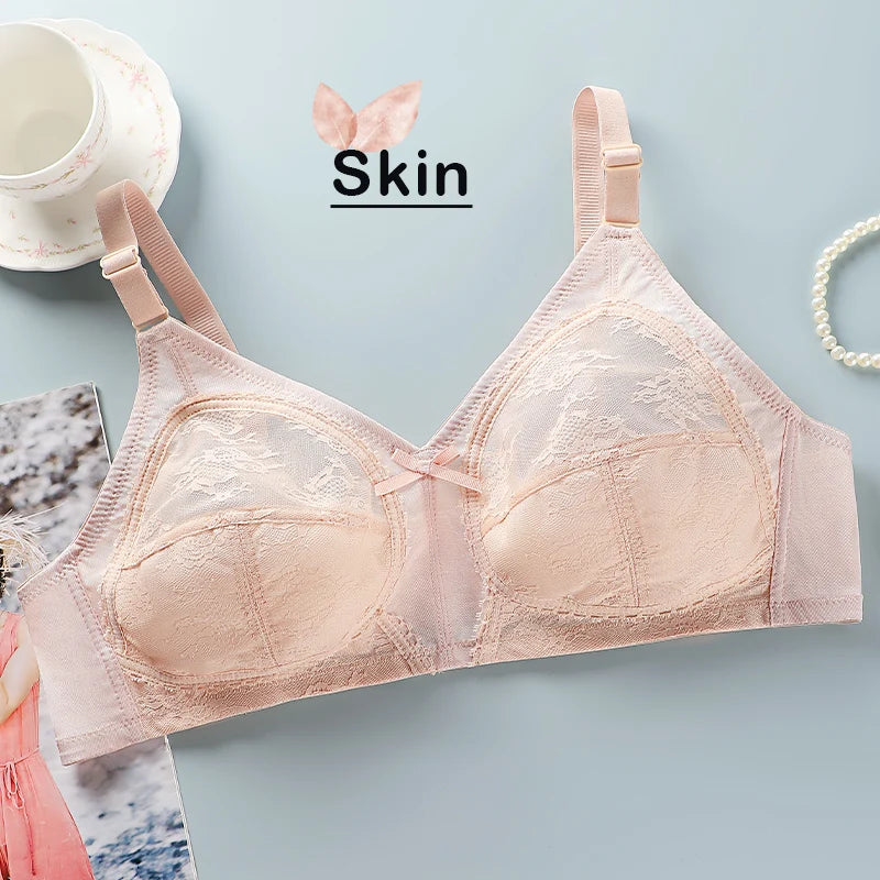 Women's Big Lace Bra Ultra-thin Unlined Transparent Push up Bras Wireless Sexy Fashion Underwear 34-46 Large Bras