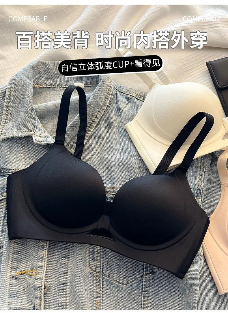 Strapless Push Up Bra for Small Bust - Lift Enhance Anti-Sag Side Coverage Wireless Comfort Convertible T-Shirt Bra A-C Cup