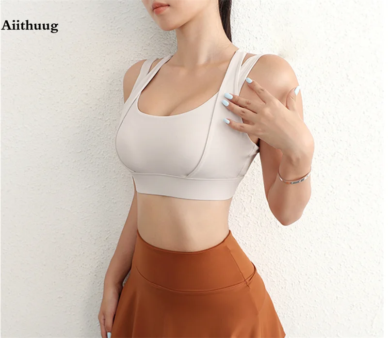 Aiithuug Sports Bras for Yoga Gym Workout Crop Top Fitness Tops Bounce Control Jogging Bras Push Up Running Top Active Wear