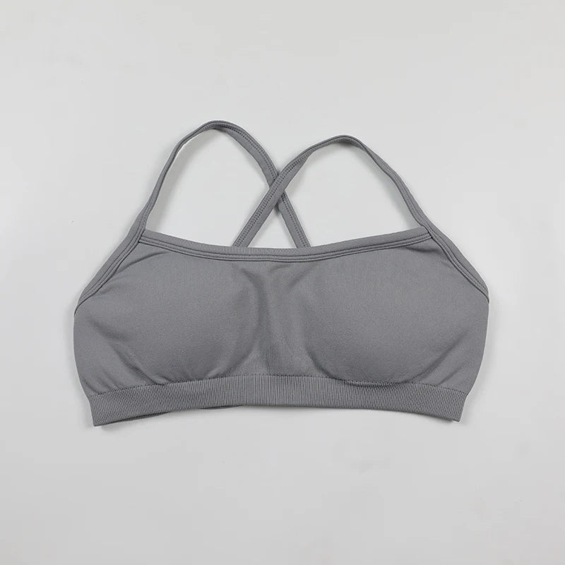 Women's Sports Bras For Running Push Up Seamless Yoga Bra Adjustable Straps Cross Back Fitness Athletic Bra Tops