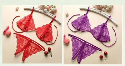 Sexy  Women's Lace  Transparent Thin Large Size  Loose Ice Silk Small Chest Gathering Underwear