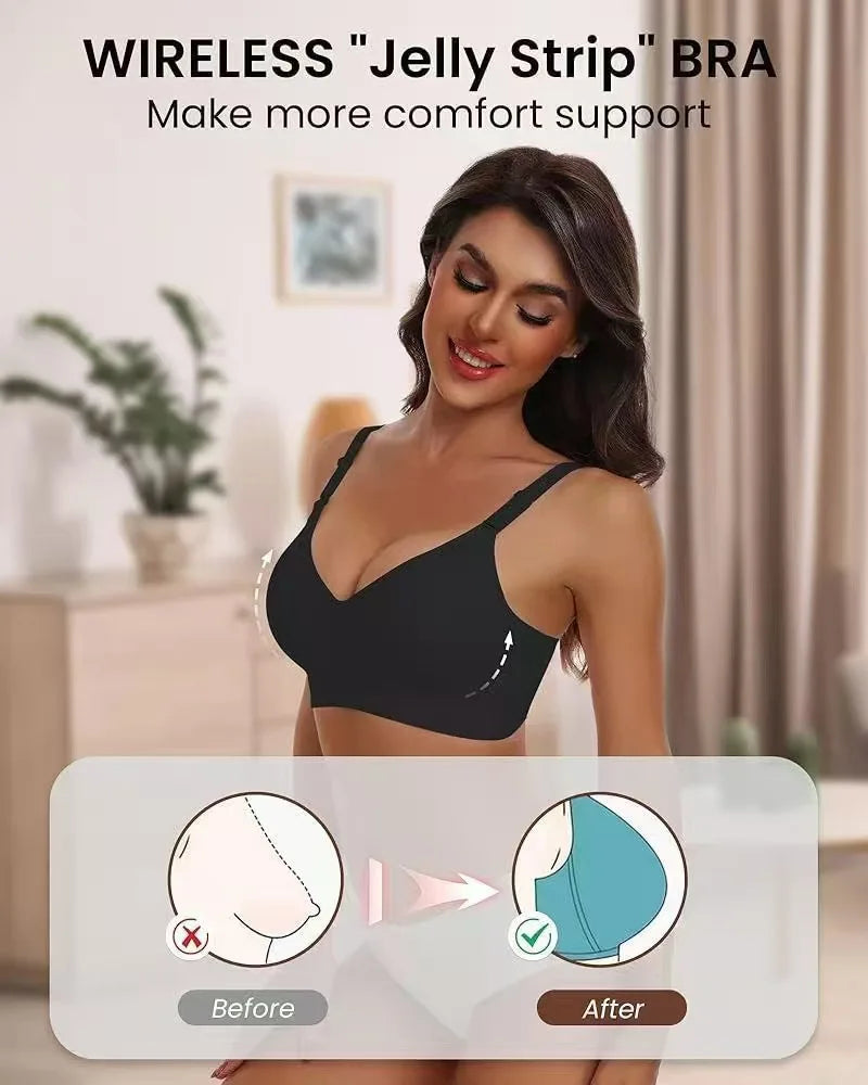Women's Wireless Push-Up Bra Comfortable No-Wire Full Support Seamless Lift Bralette for Everyday T-Shirt Style