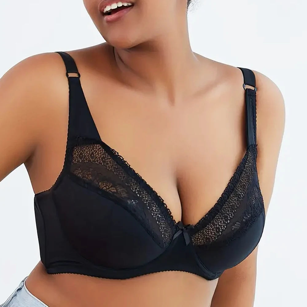 Womens Bras Lace Bralette Light Padded Underwired Perspective Brassiere Big Bust Sexy Lingerie Underwear D DD E F G Cup