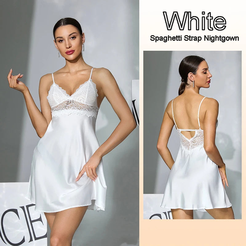 Women Satin Pajama Set Sexy Lace Camisole Nightgown Feather Trim Robe Bridal Sleepwear 2 PCS Set Wedding Nightdress Loungewear