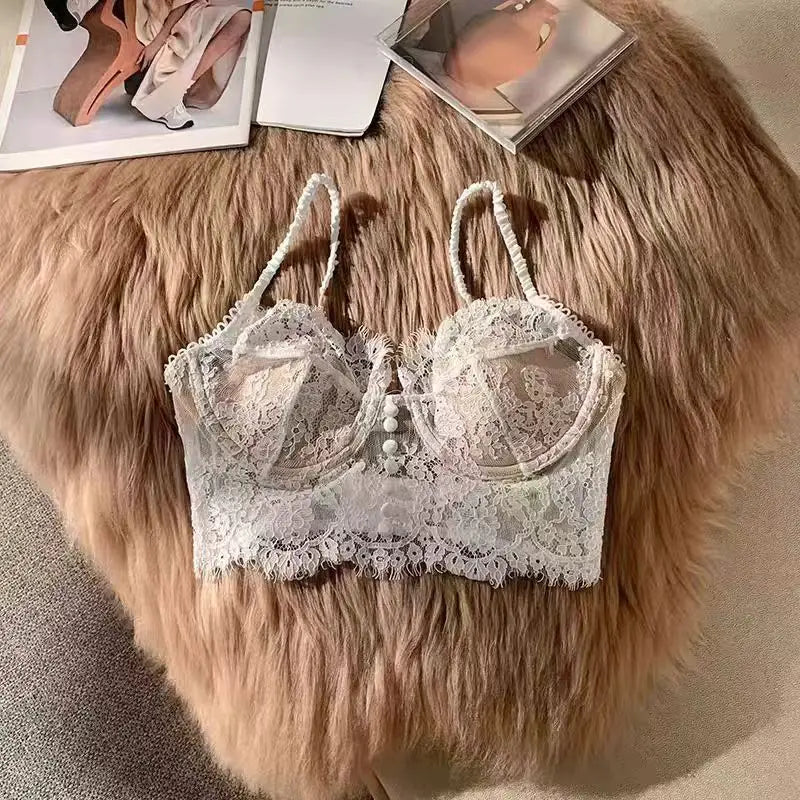 Lace Bralette Set French Triangle Bra Cotton Wireless Sleep Bra Feminine Comfort Bras Straps Sexy Comfortable Intimates