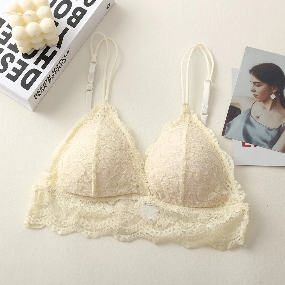 Lace Bralette Sexy Bras For Women Small Chest Push Up Bras Transparent Sexy Lingerie Backless Underwear Breathable Brassiere