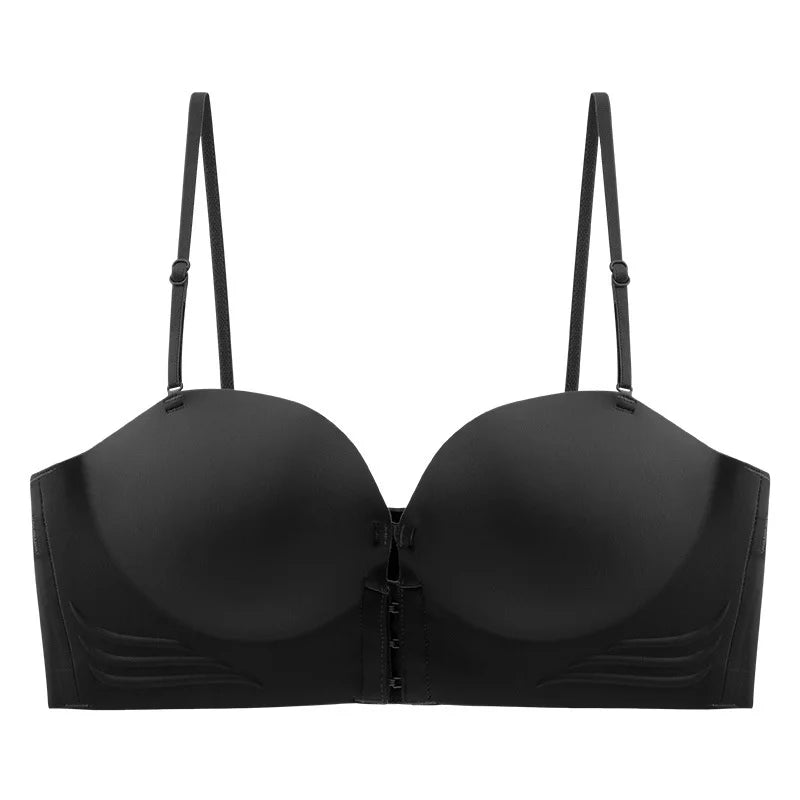 Strapless Bras Women Front Closure Seamless Brassiere Push Up Thick Underwear Adjustable Female Soft Solid Invisible Lingerie
