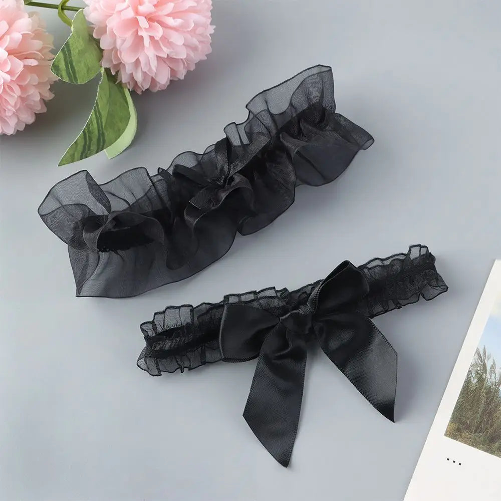 Sexy Fashion Lingerie Garter Belt Wedding Bride Leg Garter Cosplay Party Accessories Bowknot Lace Elastic Leg Ring
