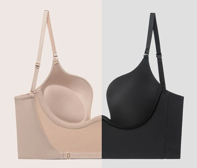 convergence Push Up Bra Backless Women Bras Low Cut Sexy Plunge Brassiere Open Back Underwear Invisible Deep U backless Lingerie