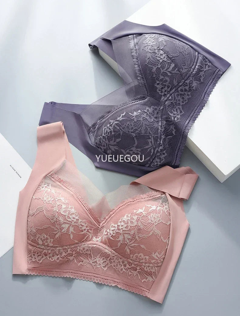 3 Pcs Women's Push Up Bralette Wireless Bras - 5cm Natural Lift, Seamless Lace Plus Size (L-6XL), No Underwire Comfort