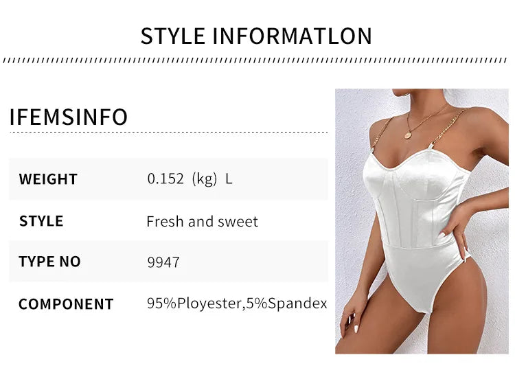 2026 Bodysuit Female Short Jumpsuit Lingerie Black White Elegant Coquette Chic Sexy Fashion Chain Backless Camisoles One-pieces