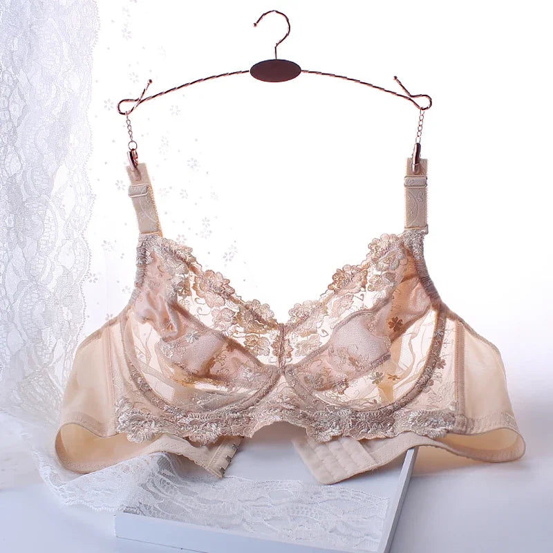 Women's Non-padded Full Coverage Underwire Minimizer Embroidered Bra 34 36 38 40 42 44 46 48 B C D E F G H