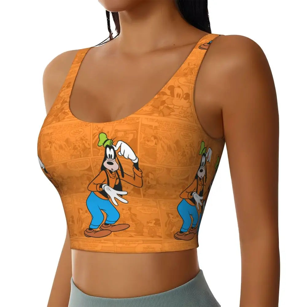 Custom Goofy Cartoons High Impact Sports Bras for Women Mangas Seamless Workout Running Crop Tank Tops