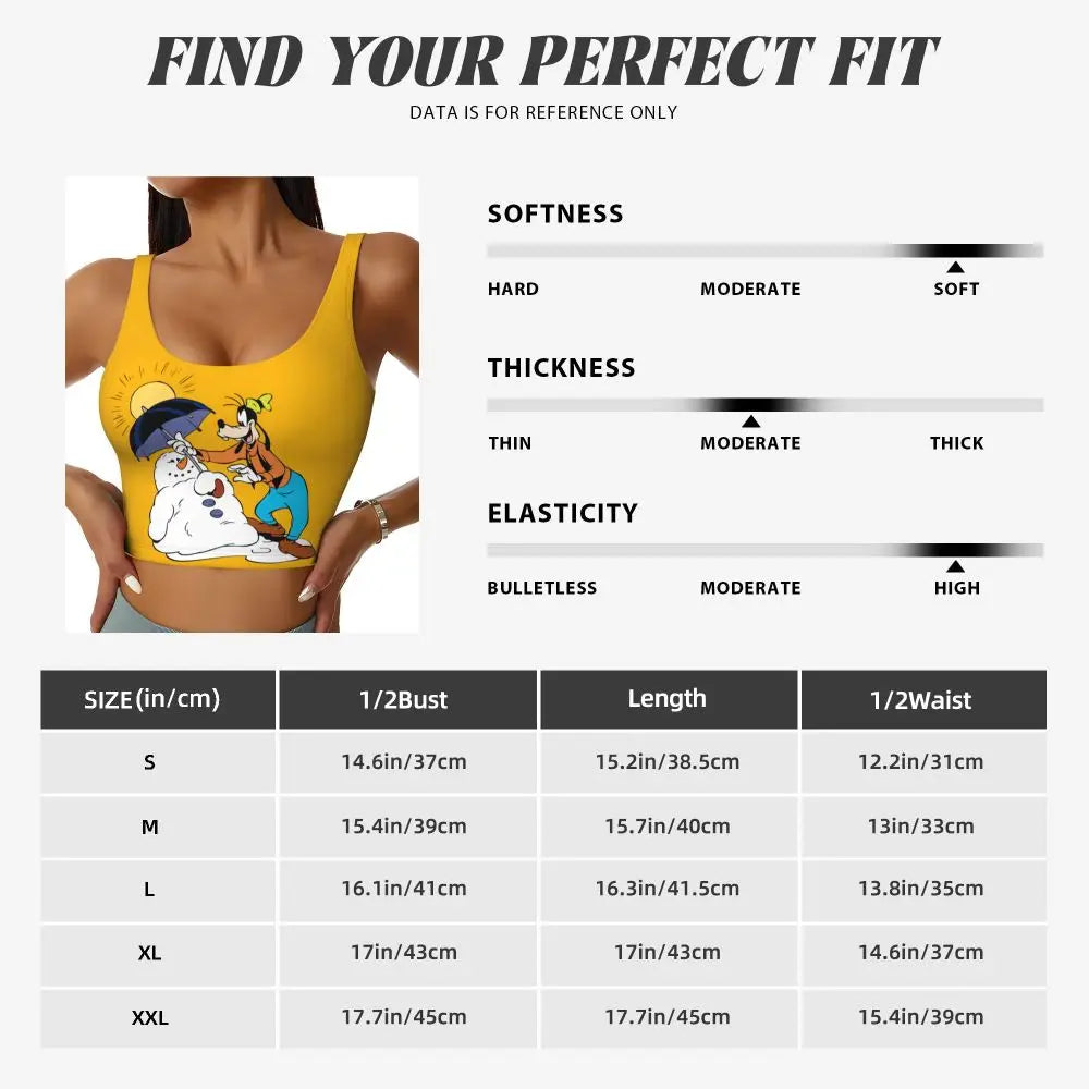 Custom Goofy Cartoons High Impact Sports Bras for Women Mangas Seamless Workout Running Crop Tank Tops