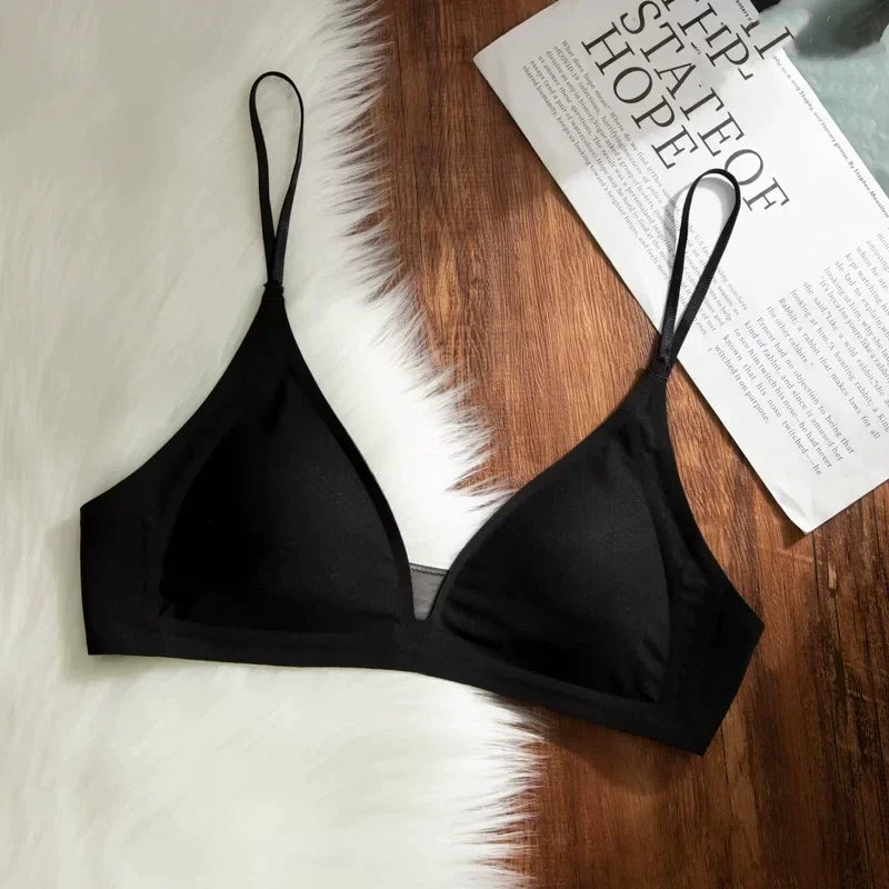 New Deep V Plunge Push Up Minimizer Bra for Women Sexy Lingerie Gathered Thin Straps Thin Cup