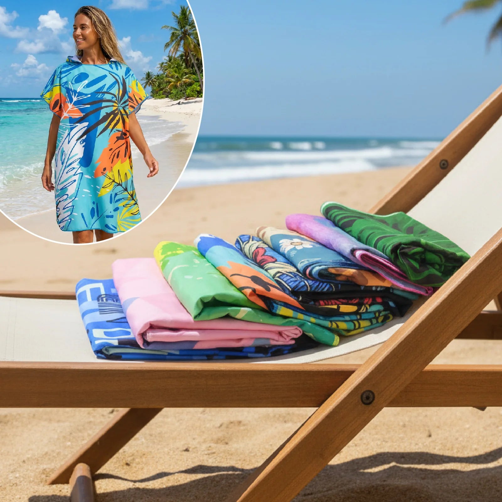 Hooded Beach Cover-Up Robe - Ultra-Soft Quick-Dry Microfiber Towel Sun Protection Swimwear Surf Cover-Up and Privacy Wrap
