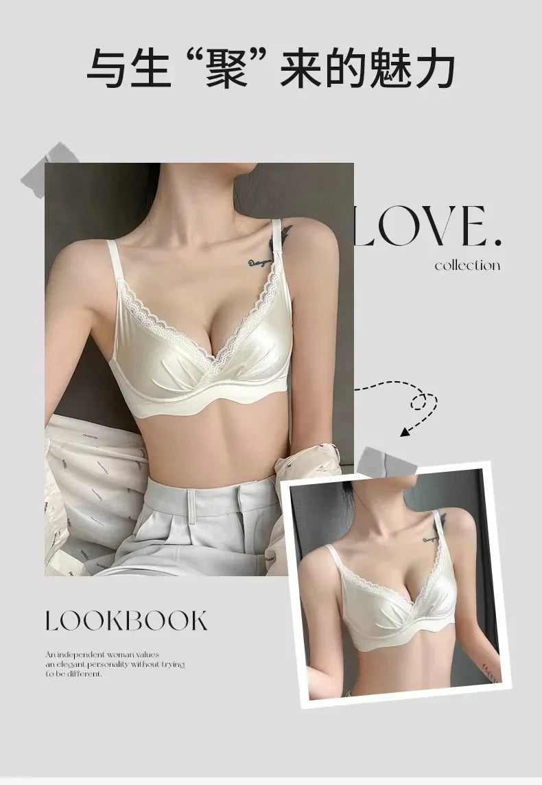 Bralette Dentelle Automne T32-38 - Sans Armatures Anti Écartement pour Petite Poitrine, Ajustable Confort Sexy Soutien-Gorge