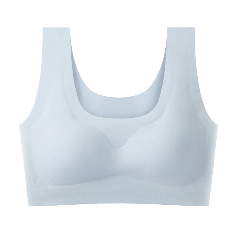 Wire-Free Sports Bra Seamless Ice Silk Small Chest Push-up Bra Prevent Sagging Thin Back Beauty Large Size Bra