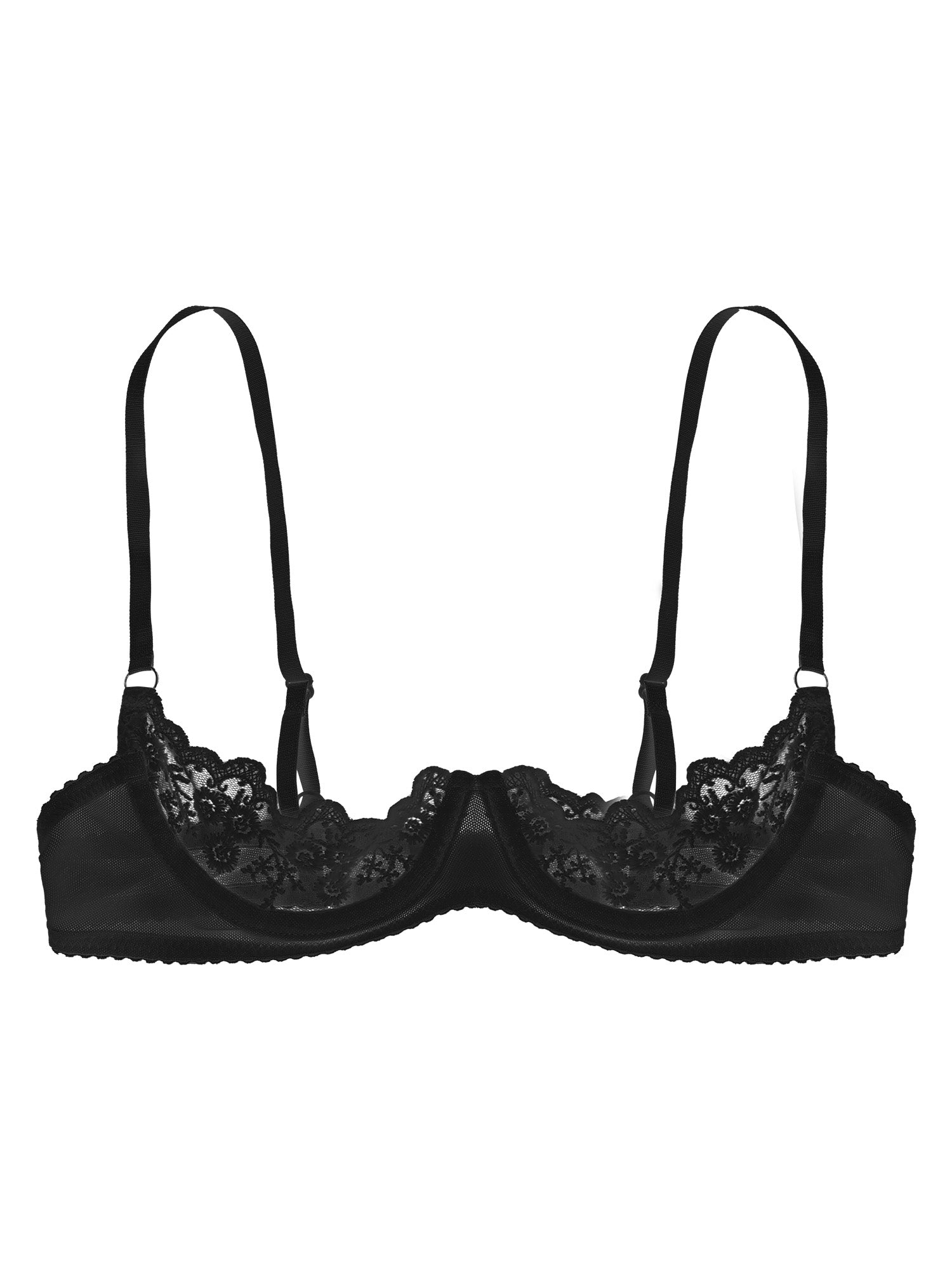 Women Sexy Open Cups Bra Sheer Lace Exposed Nipples Underwire Brassiere Adjustable Strap Unlined Lingerie Underwear Nightwear