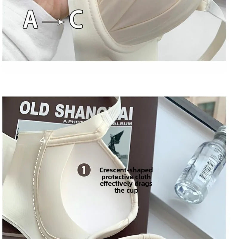 2026 New Pleated Bras Push Up Bra Small Chest No Steel Ring Wirelss Soft Bra Solid Color Sweet Seamless Bra