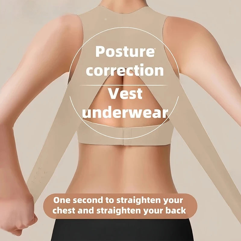 Wireless Posture Correction Bra for Women Seamless Push Up Bralette with Cross Back Support for Daily Shaping Lingerie