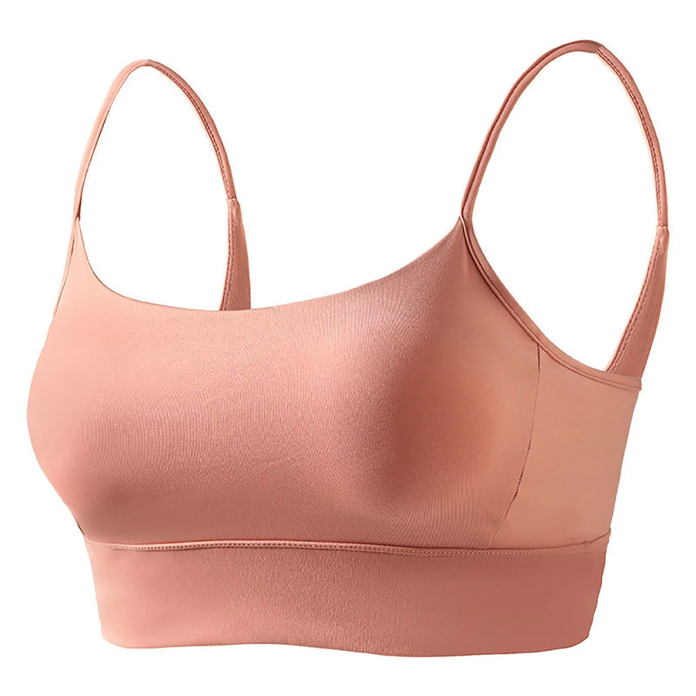 Low Back Sports Bra For Women Low Impact Padded Workouts No Underwire Bralette Beauty Back Yoga Spaghetti Straps Vest Tops