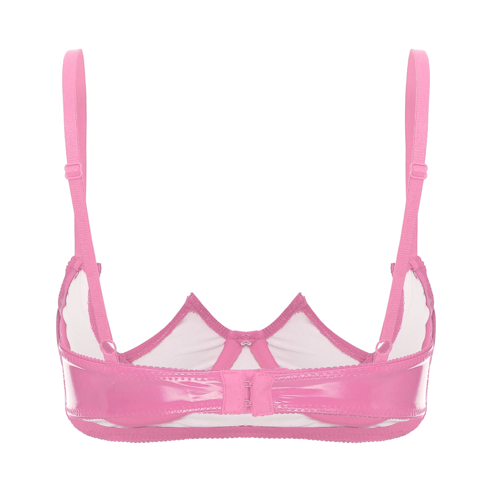 Women Sexy Exposed Nipple Bras Wet Look Patent Leather Underwired Brassiere Top Lingerie for Nightclub Pole Dacing Nightwear