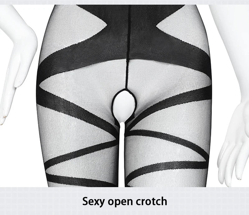 Erotic Lingerie Women Transparent Bra Set Sexy Catsuit Open Crotch Body Stockings Halter Backless Bodysuit Teddy Underwear Set
