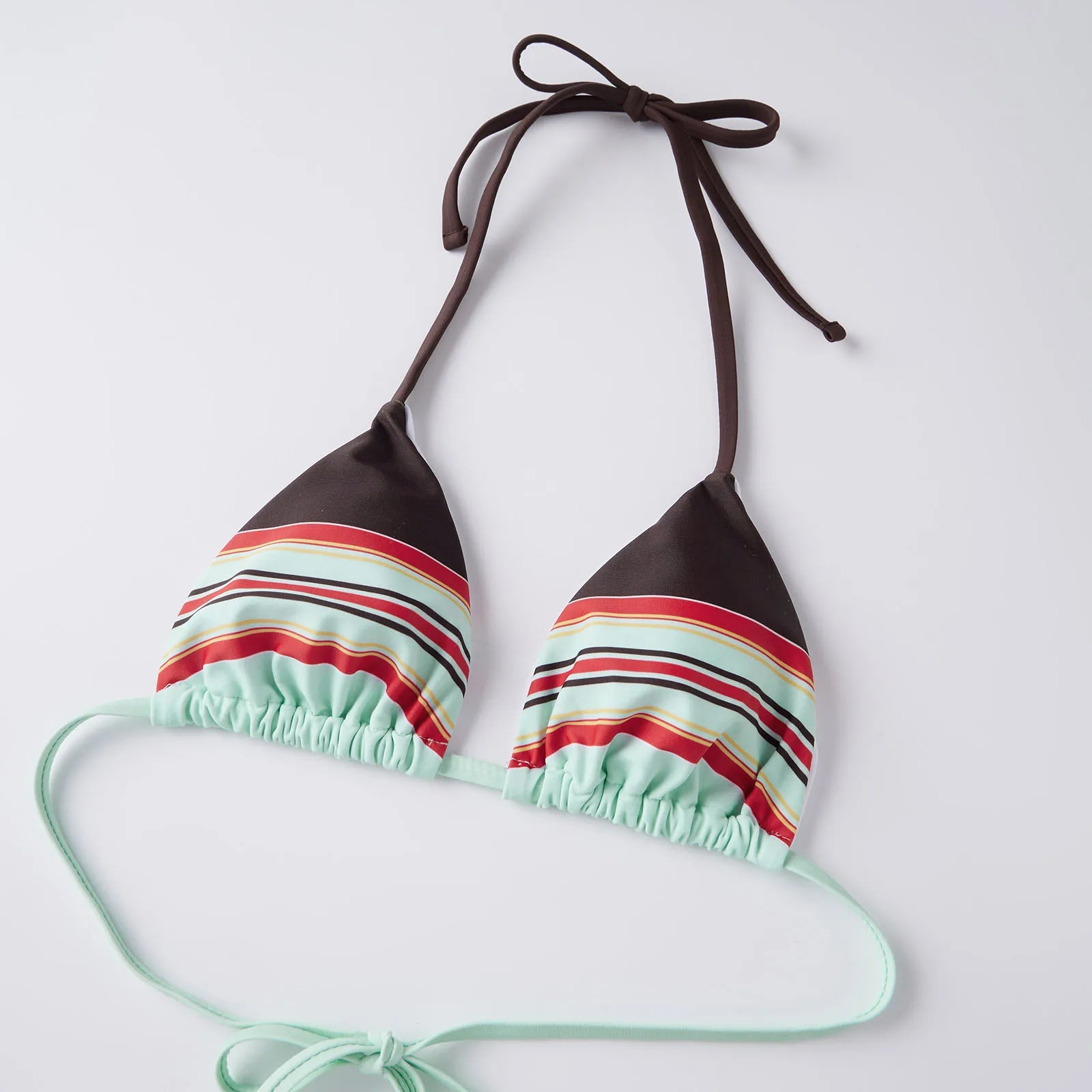 Womens Striped Bikini Sexy Halter Bra Tops with Shorts 2 Pcs Set Summer Beach High Waist Swimwear Female Bathing Suit