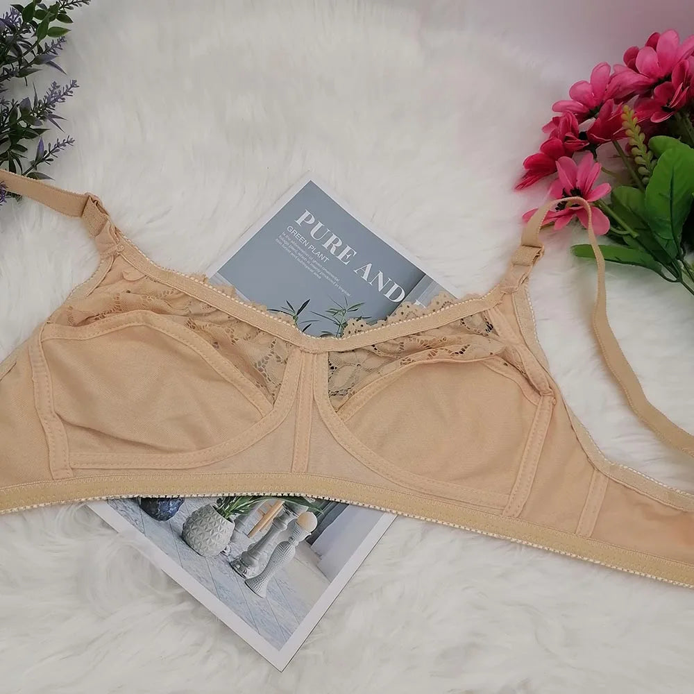Lace Sexy BraS For Women Wire Free Bras Cotton Thin Brassiere Female Confortable Underwear 75-100 C D Cup C31