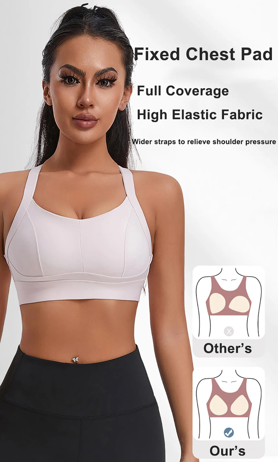 Women High Impact Sports Bra Criss Cross Back Padded Bra Workout Fitness Sports Yoga Bras Shockproof Sport Crop Top Vest