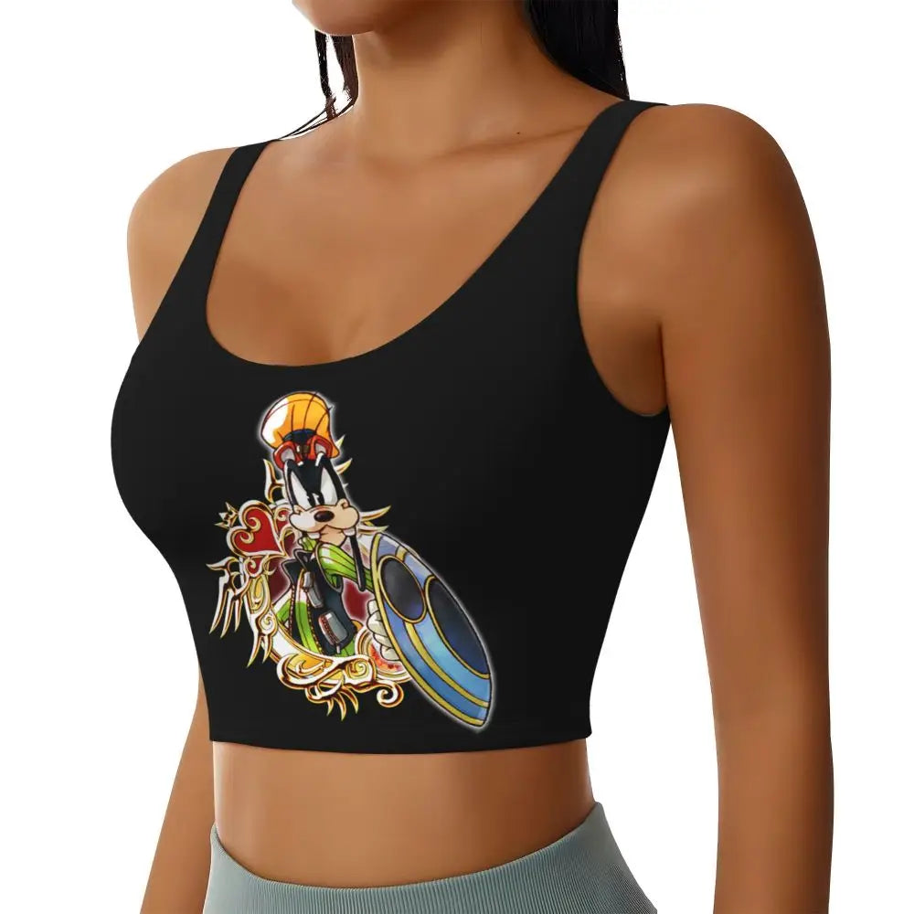 Custom Goofy Cartoons High Impact Sports Bras for Women Mangas Seamless Workout Running Crop Tank Tops