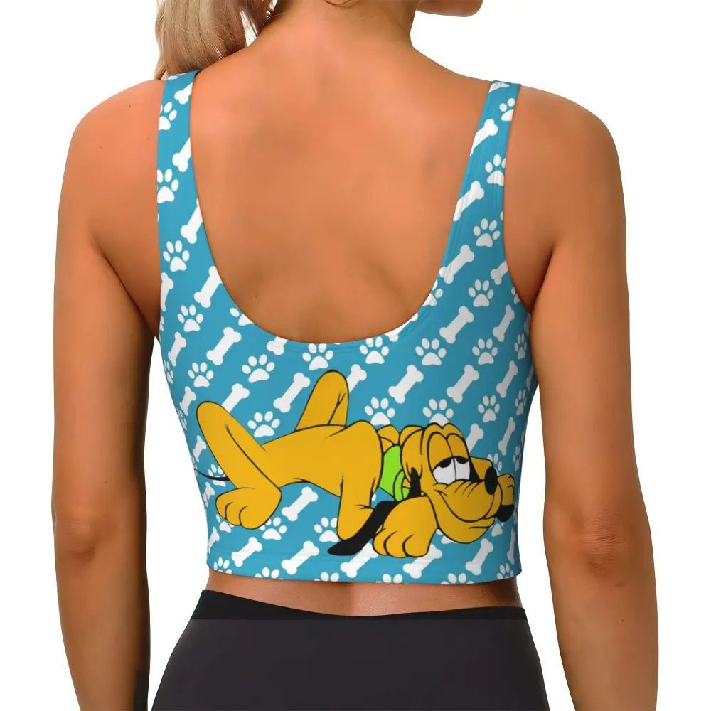 Custom Pluto Anime Manga High Impact Sports Bras for Women Classic Seamless Workout Yoga Crop Tank Tops