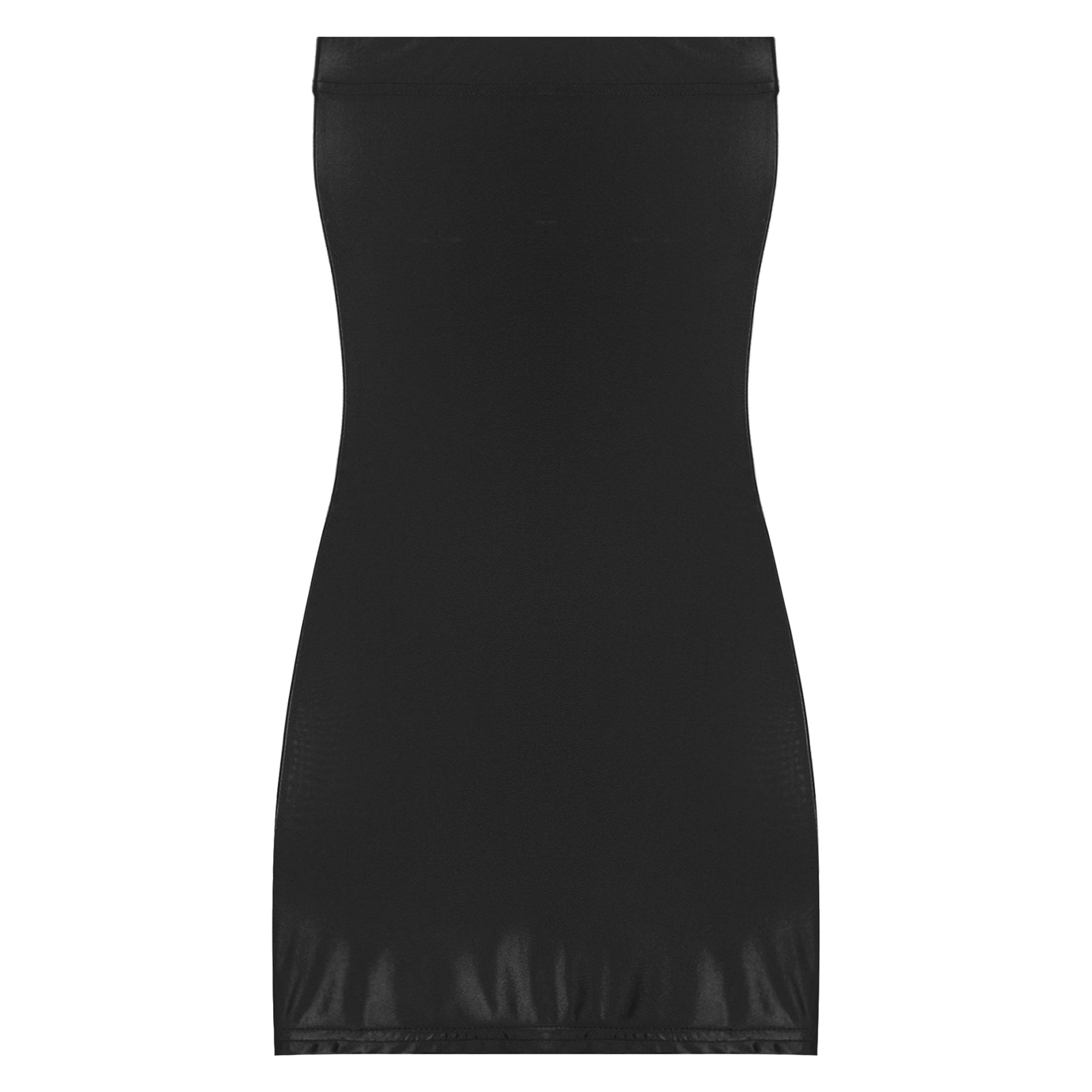 Women's Strapless Bodycon Dress Sleeveless Transparent Tight Pencil Dress Oil Glossy Package Hip Sheer Mini Dresses Clubwear