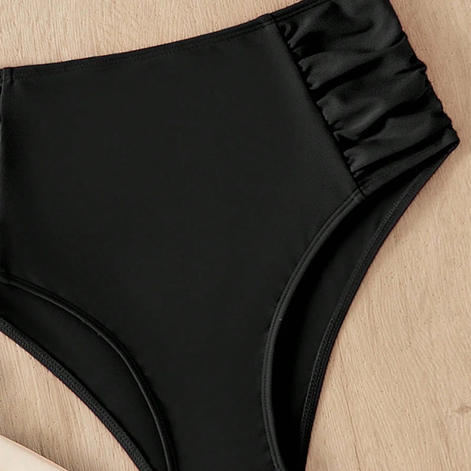 Summer Women Bikini Swimming Trunks Solid Color Sexy High Waist High Elasticity Bottoms Daily Beach Vacation Swimwear Briefs