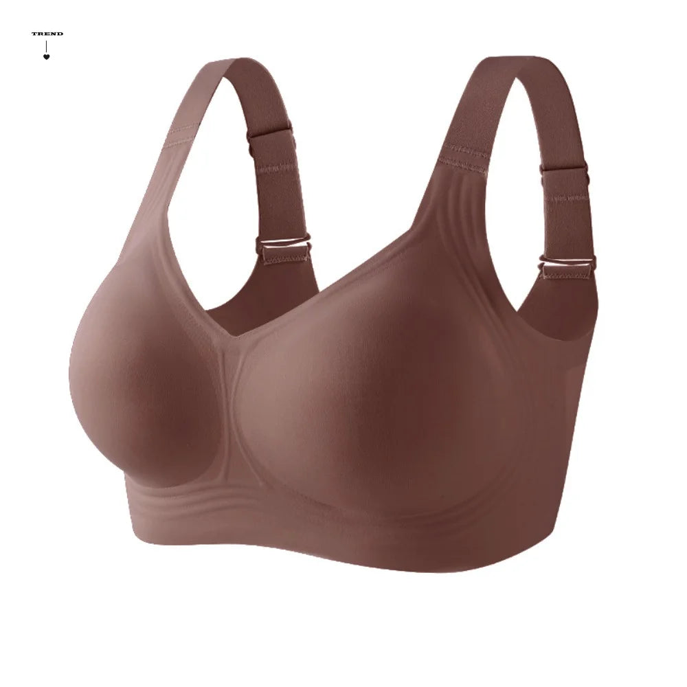 Breathable Adjustable Wireless Bra Tank Top Style Push-Up Seamless Bra Anti-Sagging Plus Size Deep V Bra Women