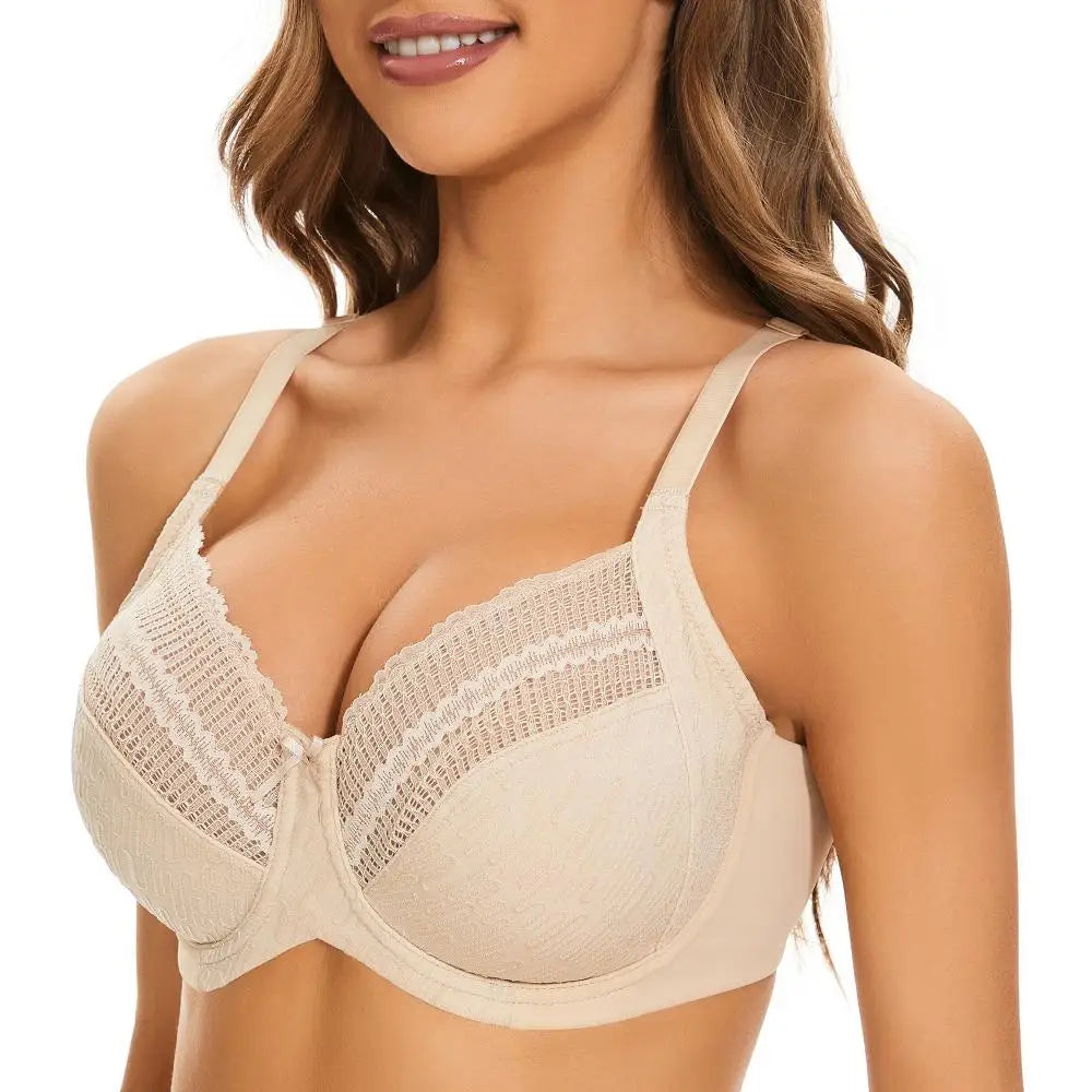 Sheroine Women's Full Coverage Minimizer Underwire Bra Unlined Plus Size Non-Padded Ultrathin Everyday Soft Bras