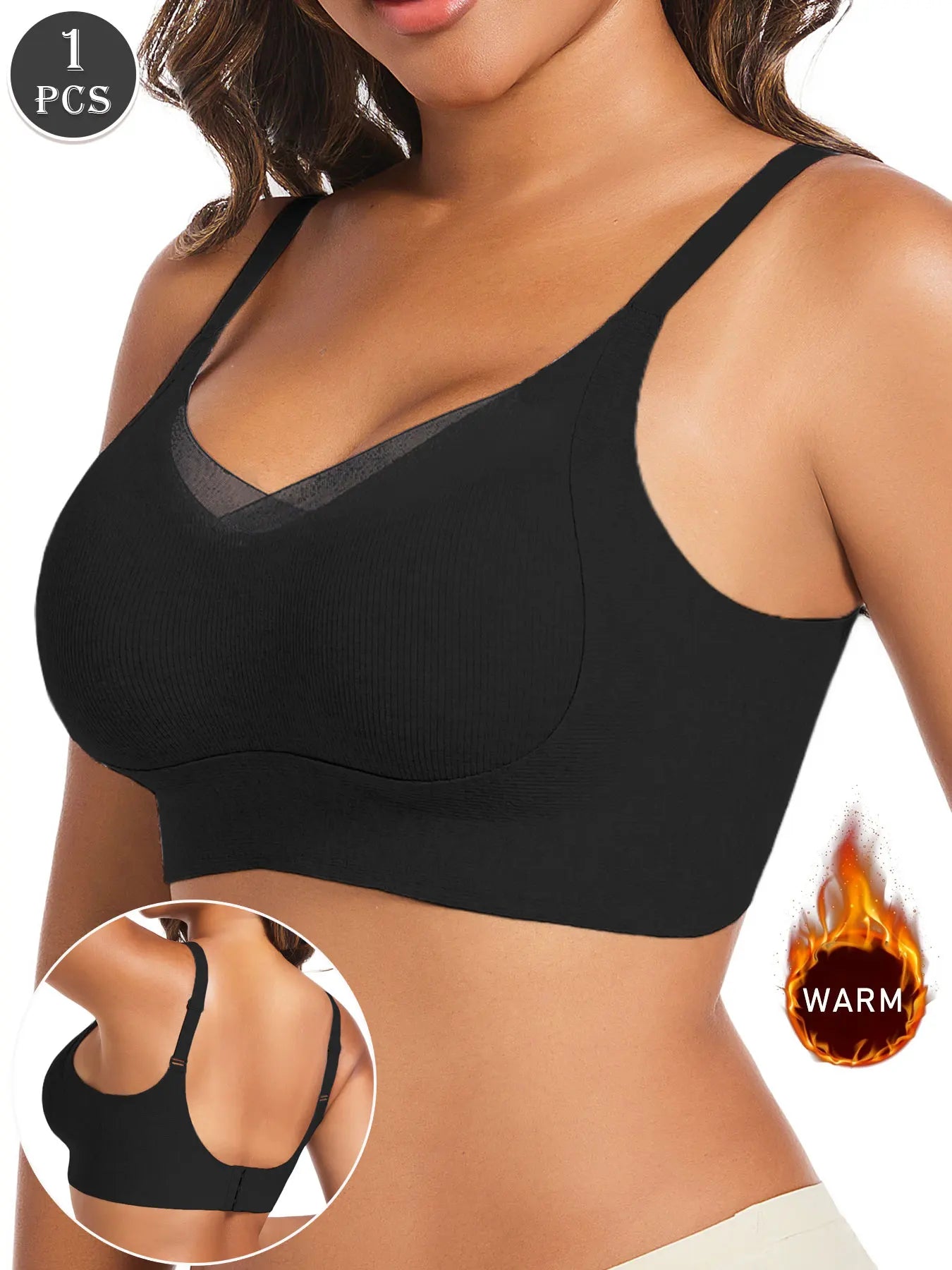 1pc Women's Casual Black  Push Up Bra With Medium Stretch Fabric