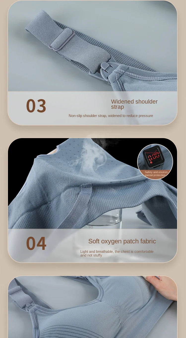 Wire-Free Nursing Bra for Pregnant Women with Large Bust Front Clip Maternity Full Cup Breathable Supportive Nursing Bras