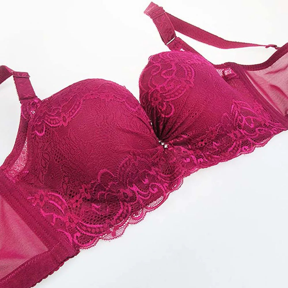 BCHRAYIUP Women's Underwire Padded Plunge Push Up Bra Sexy Flora Lace Deep V Full Cup Bra 34 36 38 40 42 44 46 B C D E