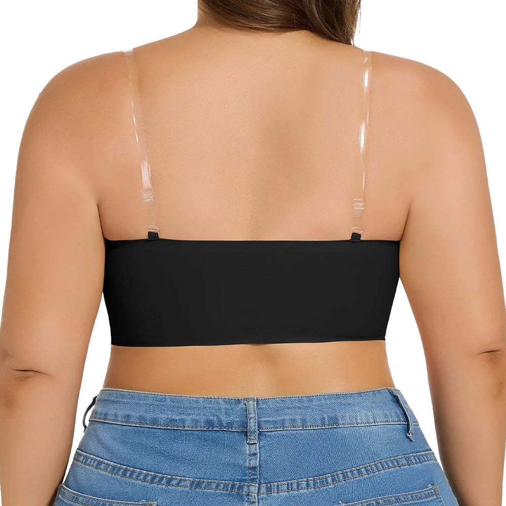 Women Strapless Padded Bra Seam-free Front Button Cross Bandage Bras Comfortable Smooth Plus Size Lingerie for Women