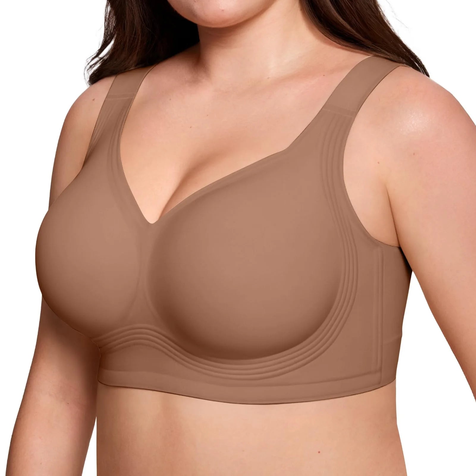 Smoothing Back Bra Supportive Wireless Push Up Bras Full Coverage No Underwire Seamless Bra Plus Size for Elder Women