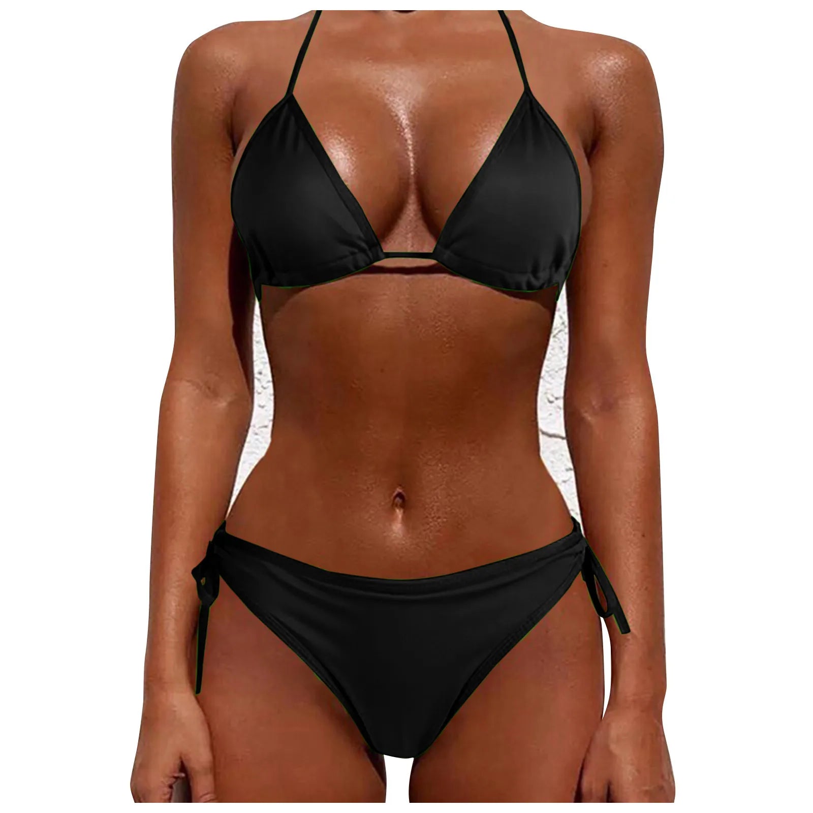 Women'S Seductive Lingerie Two-Piece Set Women'S Fashion Sexy Split Bikini Lace-Up Erotic Lingerie (no padding) swimsuit