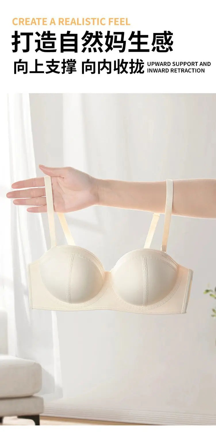 Strapless Push Up Bra 10CM Extreme Lift for Small Bust Backless Adhesive Plunge Bra No Slip Convertible Ultra Padded