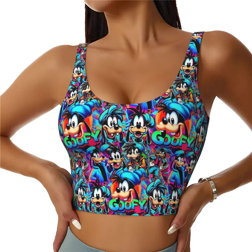 Custom Goofy Cartoons High Impact Sports Bras for Women Mangas Seamless Workout Running Crop Tank Tops